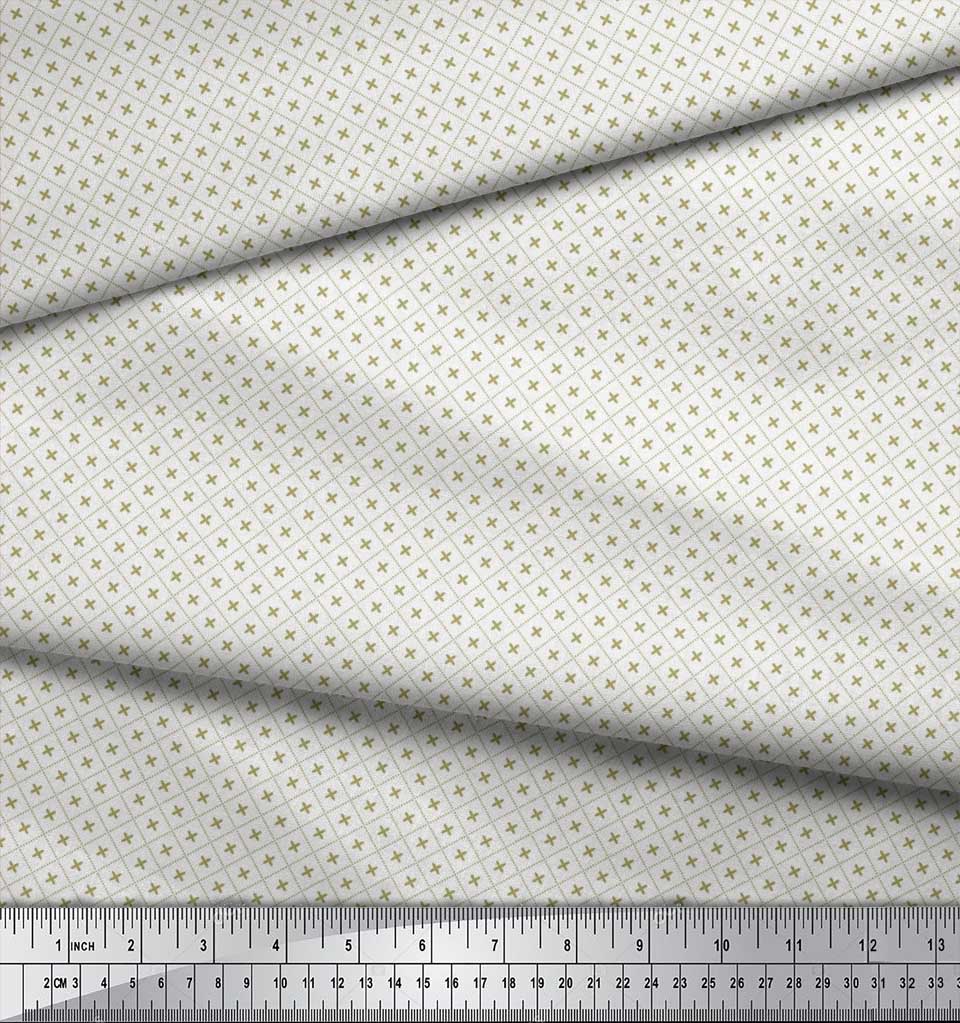 Soimoi Japan Crepe Satin Fabric Check Shirting Print Fabric by Metre 42 Inch