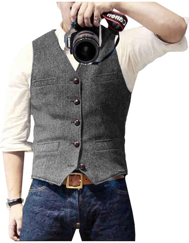 Men's Herringbone Business Casual Vest - British Style Hot Seller