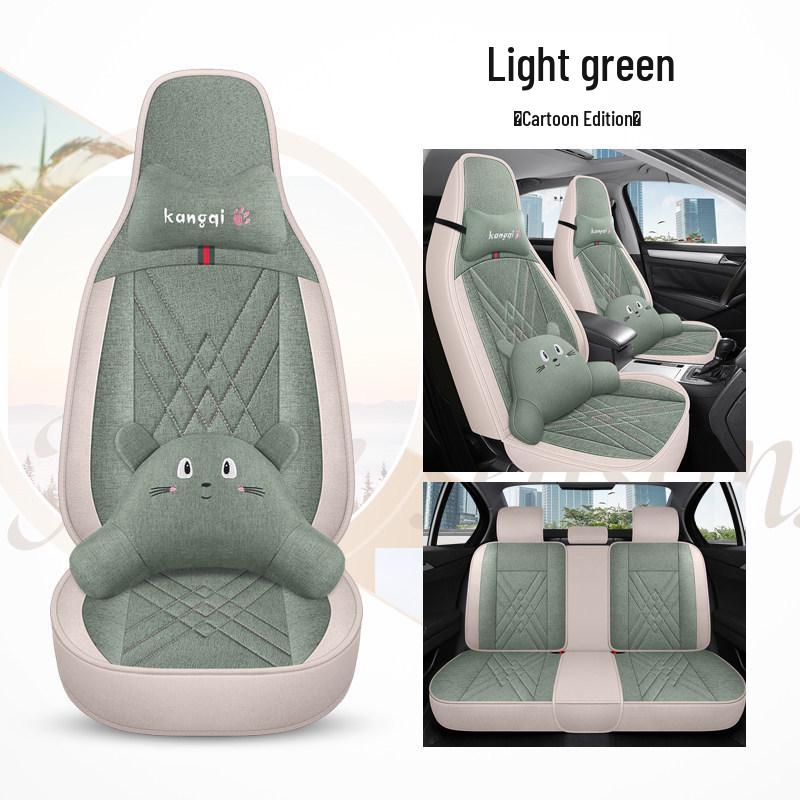 Seagull Car Seat Cushions (Models 23/24) - All-Season Linen Covers for New Energy Vehicles, Full Coverage.