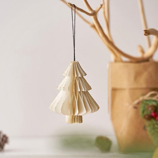 Christmas Paper Honeycomb Ornaments 3D Mini Glitter Edge Honeycomb Tree Ornament Vintage Hanging Paper Lantern for Xmas Tree Home New Year Decor