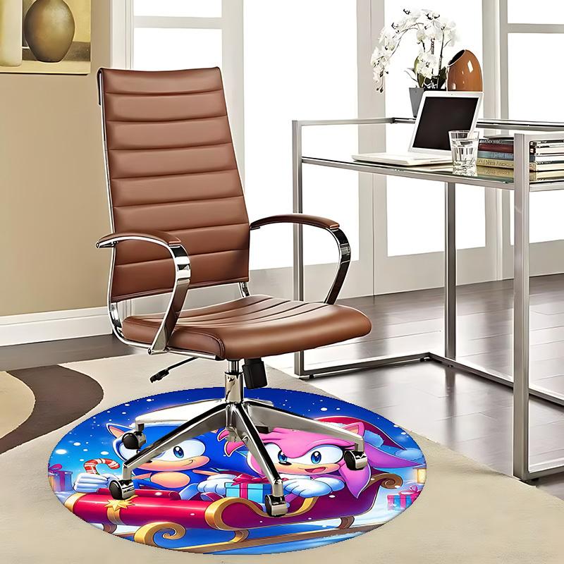 1pc Sonic & Amy Christmas Edition Round Carpet, Holiday Gift, NonSlip Rug for Office Chair Mat, Suitable for Home Decor, Living Room 80cm