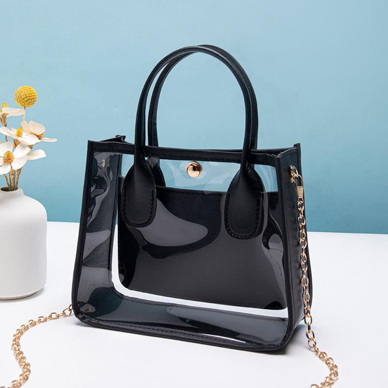 Veske Dame 2025 Ny Gjennomsiktig PVC med Lærkjede Crossbody Håndveske Casual Liten Veske