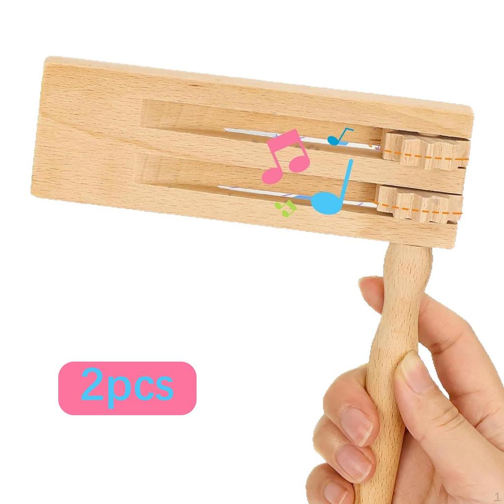 2x Double Row Ratchet Instruments Musical Castanet Noise Maker Lightweight Traditional Wooden
