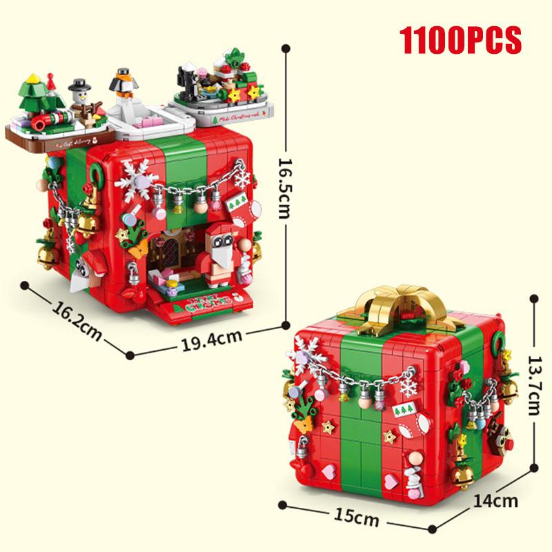 Creative Merry Christmas Mechanism Box Santa Claus Building Blocks Snowman Xmas Tree MOC Bricks Toys For Children Christmas Gift