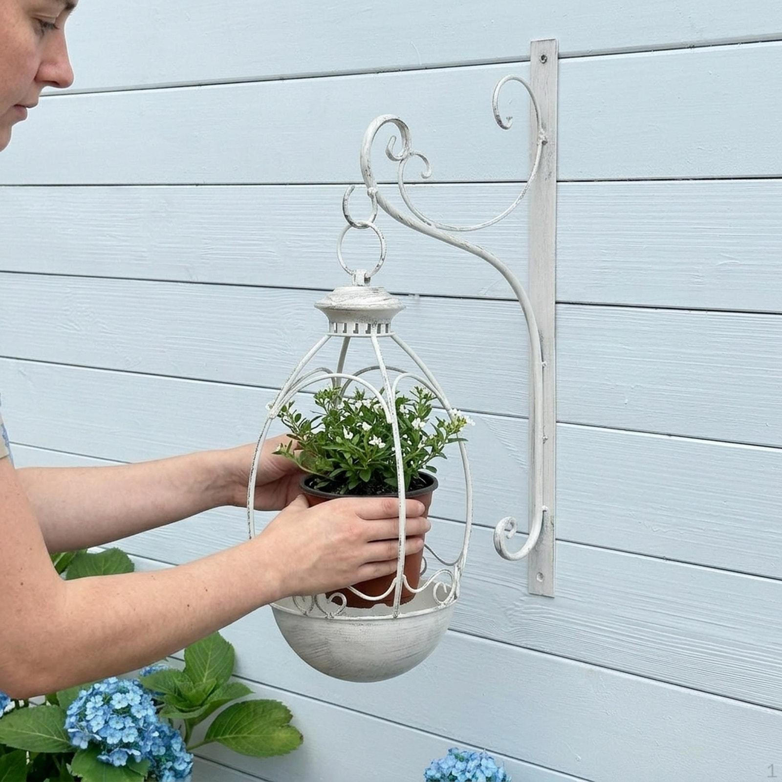 

Flower Pot Garden Basket Planter Versatile Artwork Space Saving Vase Flowerpot for Porch белый