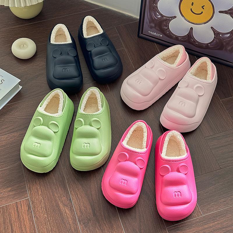 Cotton slippers women plush cartoon couple home winter warm autumn indoor plush winter slippers men Shoe size 36-37 Recommended 35-36 feet
