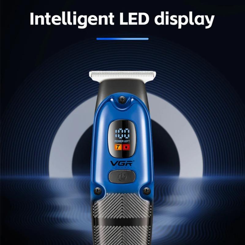 VGR Portable Electric Hair Clipper USB Charging Professional Styling Trimmer with Intelligent Digital Display Clipper Carved Home Razor Shaver V-981