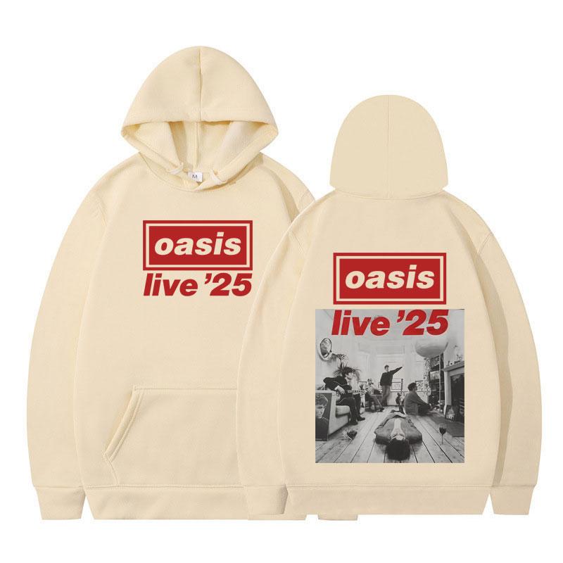 Oasis Live 25 Band Tour Pop Music Print Hoodies Men Women Long-sleeved Hip-hop Autumn Winter Oversized Gothic Punk Pullover Tops