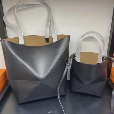 Luojia 2024 Sac fourre-tout en cuir de vache grande capacité à coutures géométriques