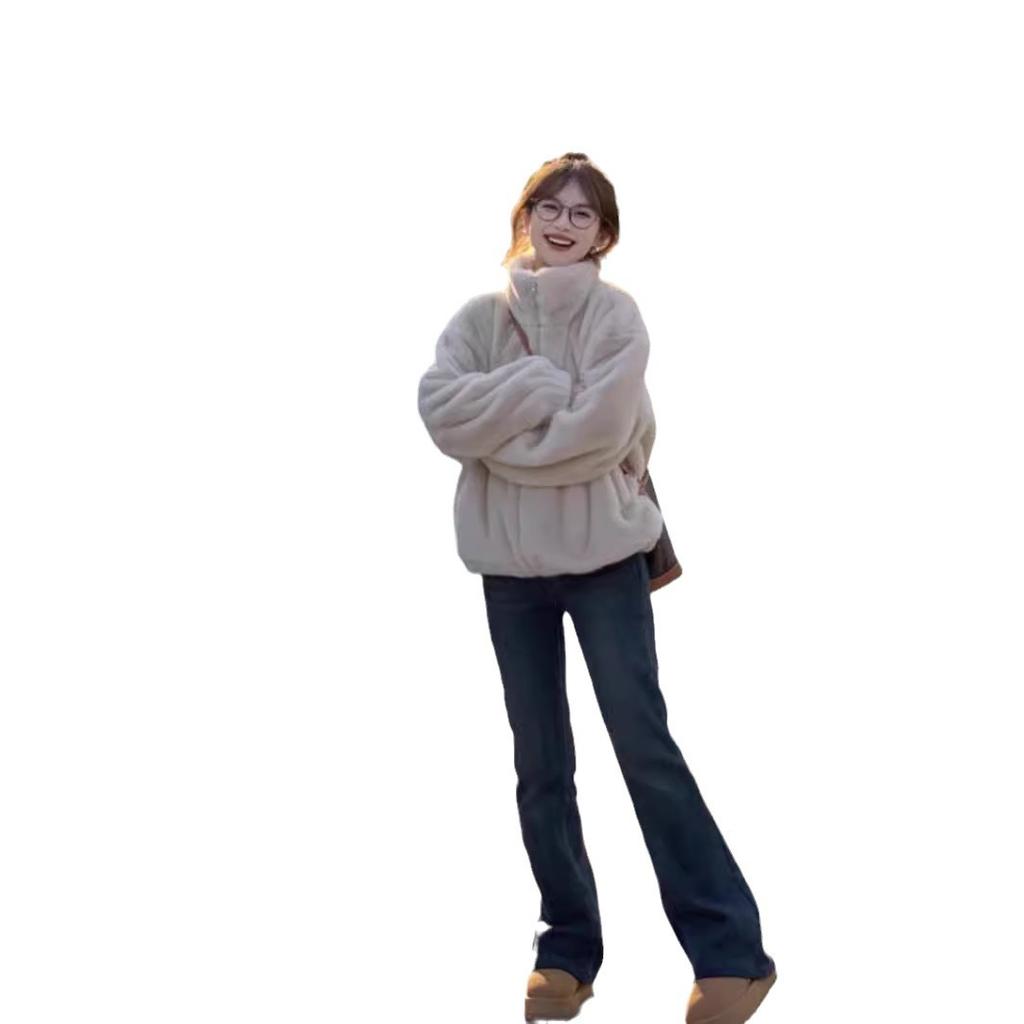 Dicker Mantel aus Lammplüschimitat für Damen im Herbst und Winter 2024, neue koreanische Version des beliebten, schönen kleinen High-End-Oberteils