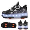 Boys and Girls USB Charging Night Smooth Roller Shoes LED Luminous Roller Shoes Outdoor Parkour Skates Christmas Sports Gift