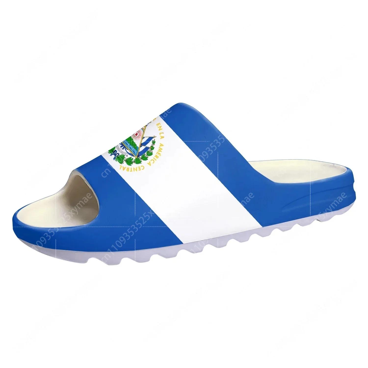 

El Salvador Flag Soft Sole Sllipers Home Clogs Step on Water Shoes Mens Womens Teenager Bathroom Beach Customize on Shit Sandals 35