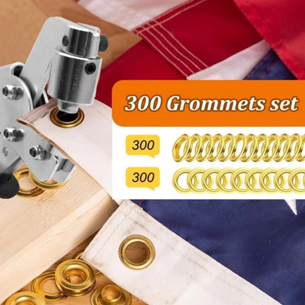Manual Eyelet Pliers Leather Fabrics Tarpaulins EyeletPliers Set with 300PCS Diameter 10MM Eyelets