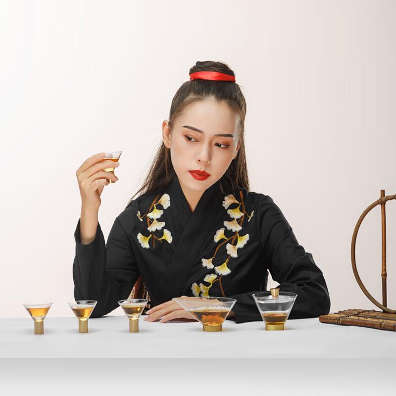 Dongkeji Gilt Brass  Crystal Chinese Tea Set (4-Person)