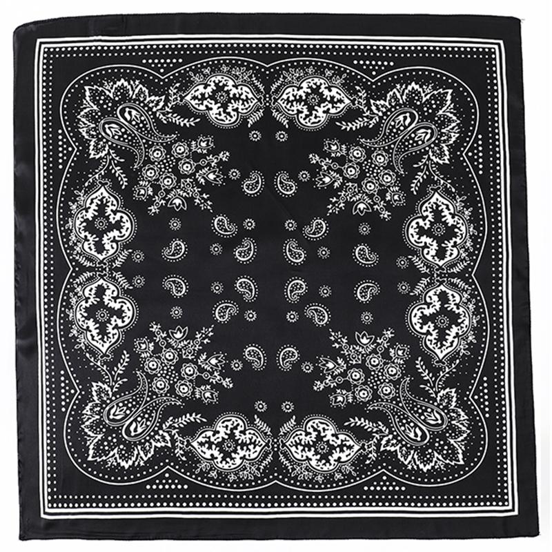 70cm Bandana Head Scarf For Women Fashion Paisley Print Handkerchief Silk Satin Hijab Scarfs Female Square Neck