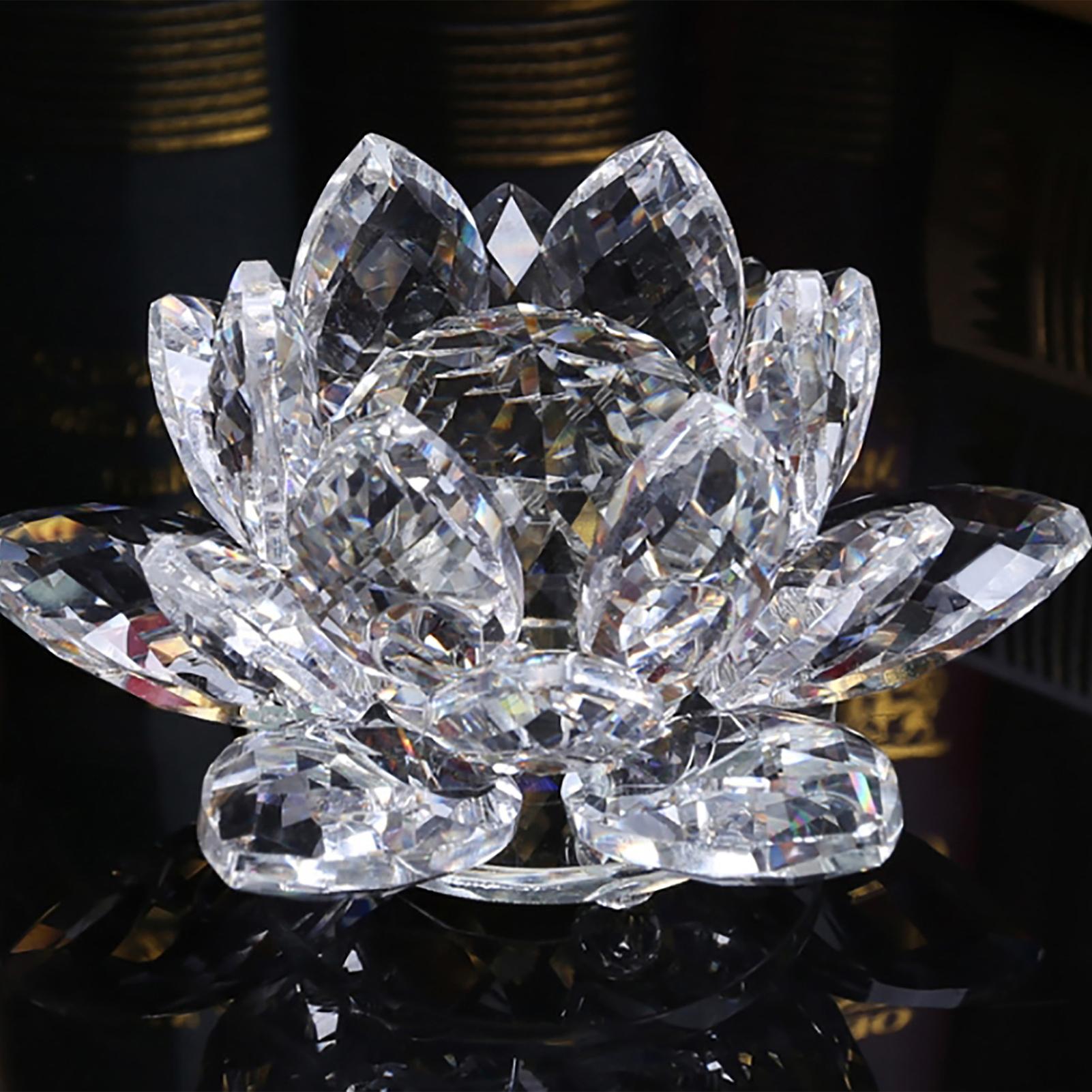 

Crystal Lotus Flower Figurines Flower Crafts Glass Car Figurines for Tabletop Centerpiece Home Office 20 білий