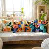 Modern Geometric Floral Throw Pillow Covers Colorful Abstract Flower Print Cushion Cases, Mid-Century Home Decor For Living Room