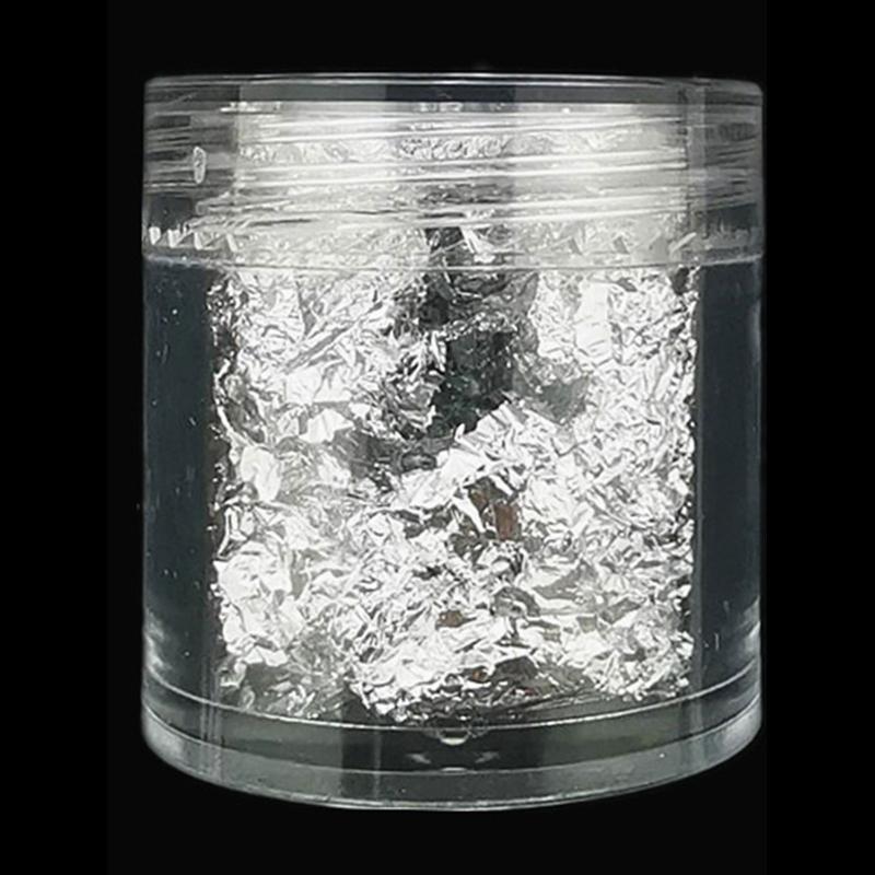 Luxurious Gold Leaf Flakes for Resin Crafts and Nail Art Foil Decorative Paper Dazzling Gold Flakes for Artistic Project серебряный