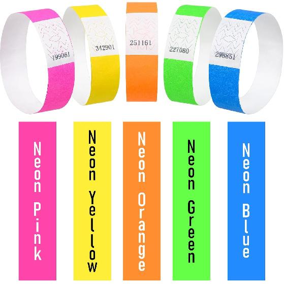 DGBDPACK 500 Pcs Wristbands, Waterproof Tearproof Wrist Straps Admission Bracelets Tickets (Assorted)