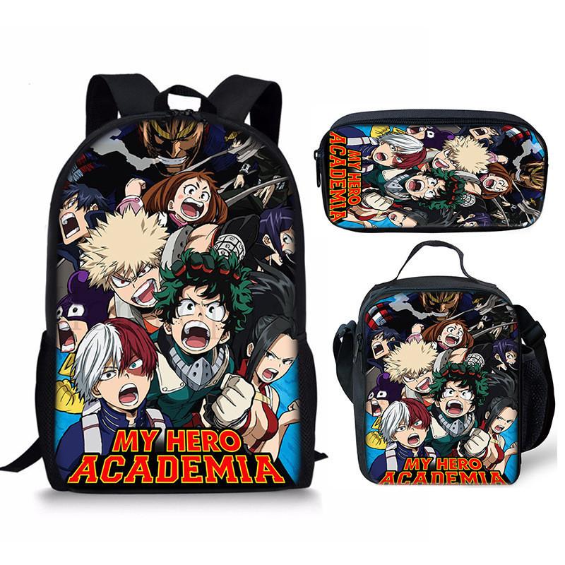 My Hero Academia Schülerrucksack mit Polyesterfutter und Anime-Cartoon-Design für Teenager