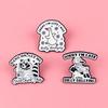 Cartoon Raccoon Alpaca Metal Brooch: Creative English Quote Badge for Clothing