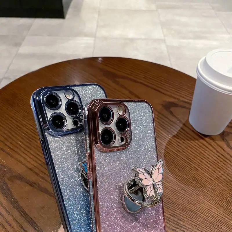 3D Butterfly Ring Stand Phone Case For OPPO A3 Pro A3X A40M A40 A60 A80 5G A18 4G Find X8 X7 Ultra X3 X5 Lite X6 Pro Soft Cover