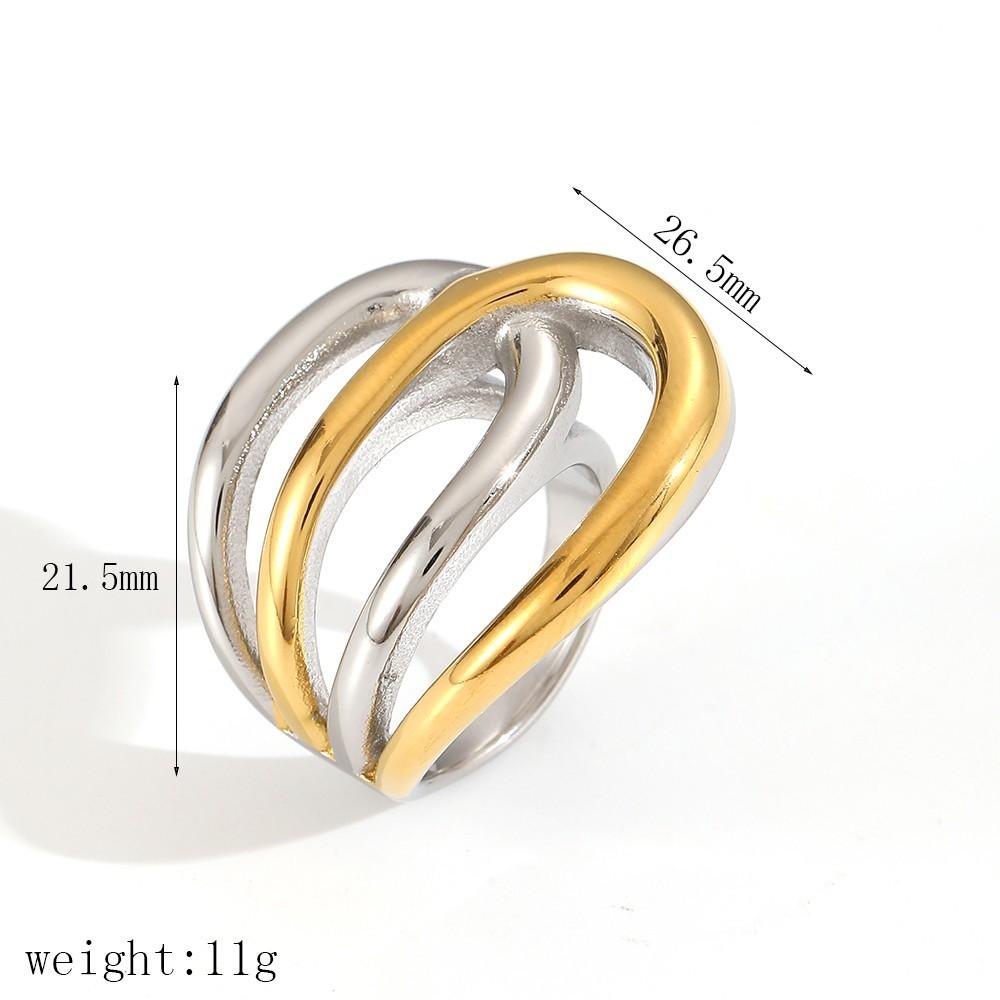 Stainless Steel Geometric Ring Collection With True Gold Finish For Trendy Ladies