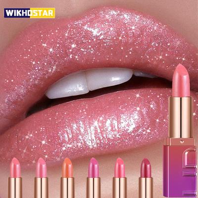Shimmery Pearl Glossy Lipstick Gold Sparkles Ultra Pigmented Metallic Lip Tint Diamond Glam Luxury Bold Glitter Lip Makeup