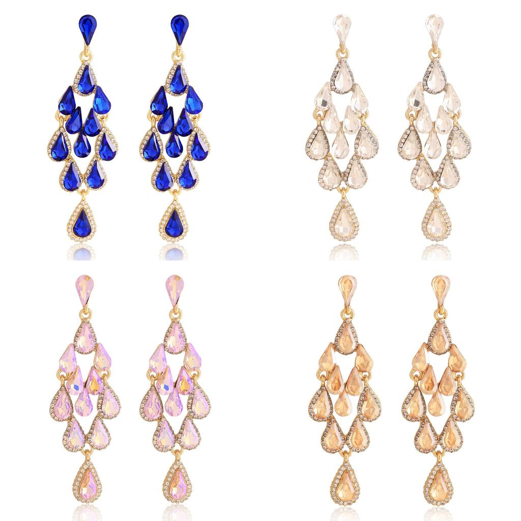 Alloy Diamond Shape Drop Water Drop Earrings For Women Spring Fashion Jewelry