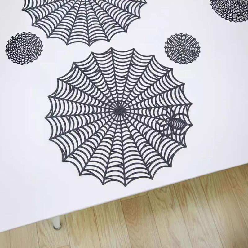 Efficient PVC Spiders Web Table Mats Halloween Theme Dining Accessories Specters Theme Dinner Party Decoration Items