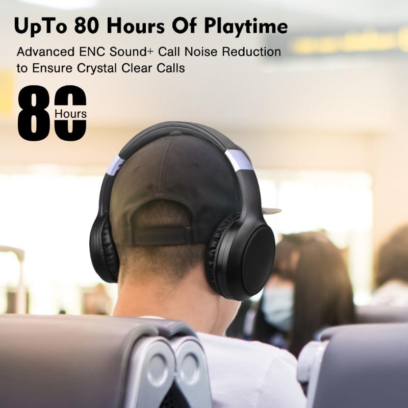 Active Noise Cancelling Headphone Wireless Over Ear Bluetooth-compatible Headphone Deeper Bass for Travel Office