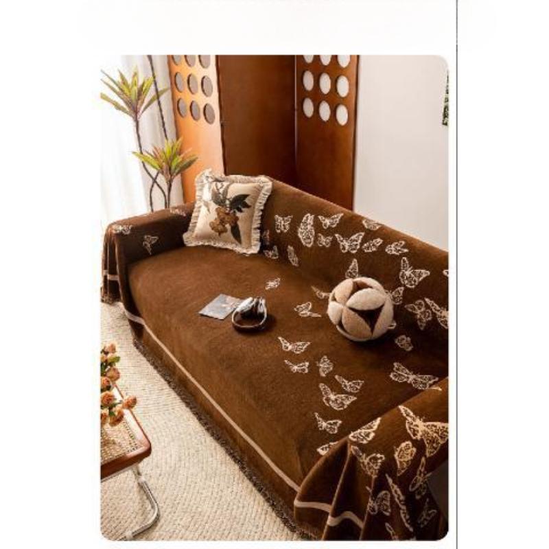 Neues doppelseitiges Sofabezugtuch für alle Jahreszeiten, Chenille-Sofaüberwurf in einem Stück gelegt, Sofa mit vollständiger Abdeckung freigegeben