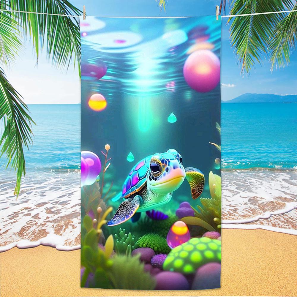 1pc Dolphin Octopus Animal Large Beach Towel, Quick Drying Water Absorbing Beach Towel, Swimming, Vacation, Camping Beach Towel