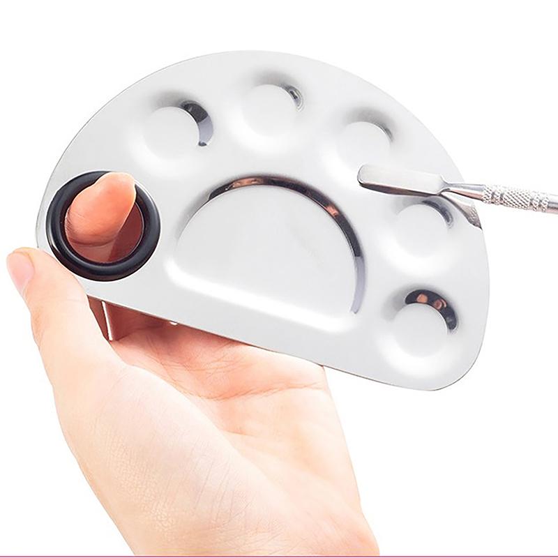 Stainless Steel Makeup Mixer Nail Art Polish Mixing Plate Foundation Eyeshadow Mixer Palette With Spatula Rod Beauty Tools