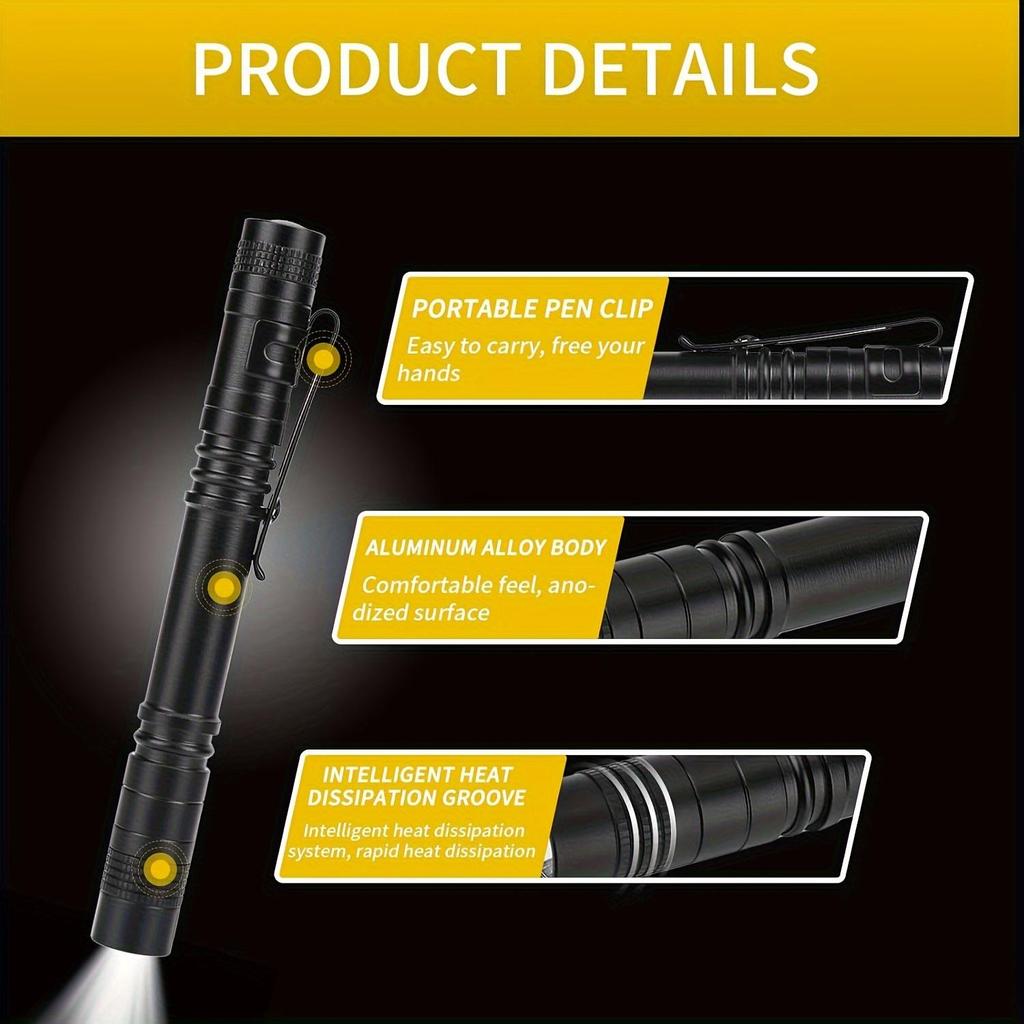 10pcs Mini Portable LED Pen Light Super Bright Master Holds Flashlight Pocket Flashlight Camping Outdoor Emergency Situations