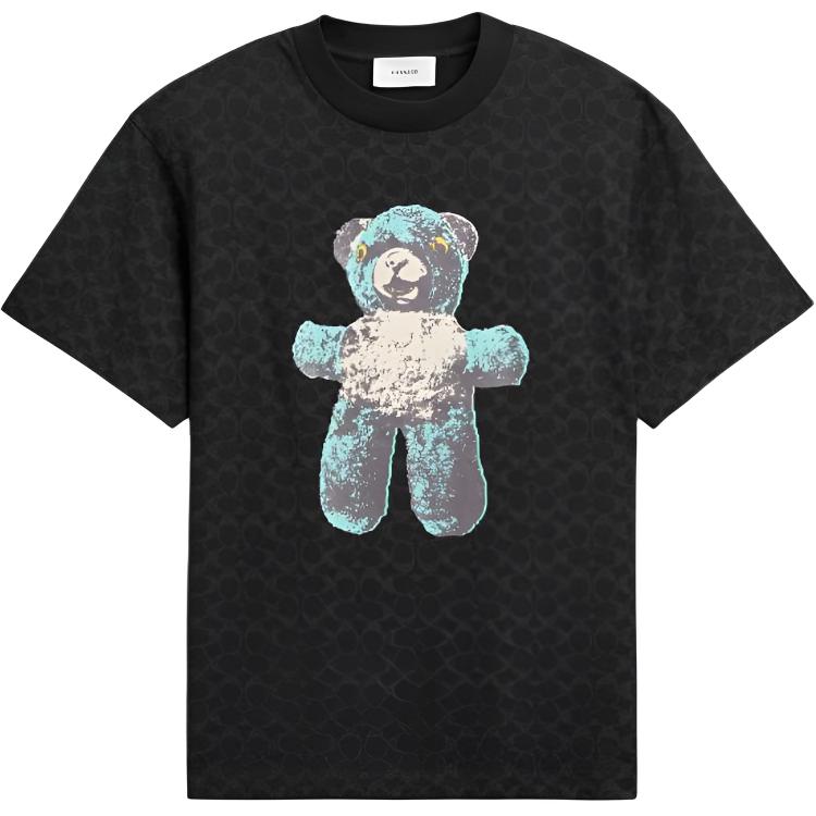 Coach FW25 Ribbed Round Neck Short Sleeve T-Shirt Unisex Tops CCQ41-OY2