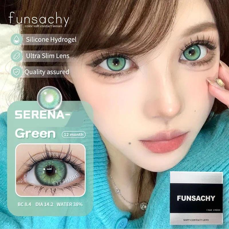 FUNSACHY 2 st Naturliga Kontaktlinser för Ögon Färgade Blå Kontaktlinser Grå Vacker Pupill Grön Lins Ögonmakeup Koreanska Linser
