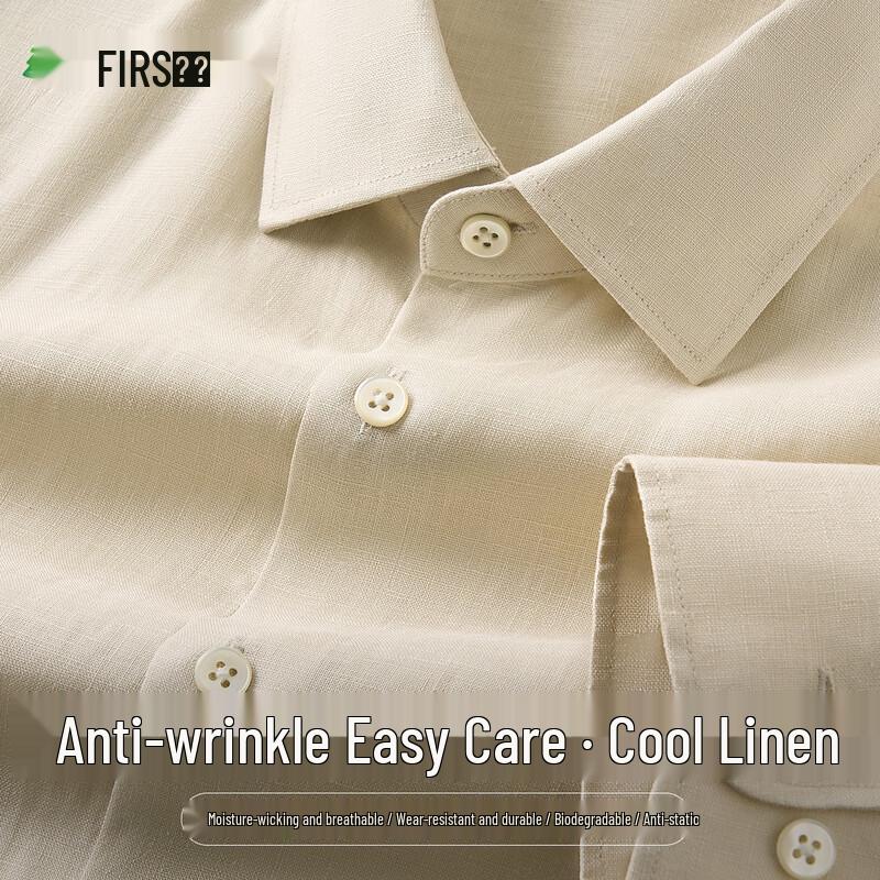 Men s Linen Blend Long-Sleeve Casual Shirt L