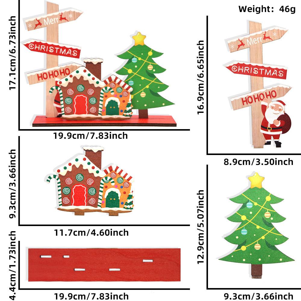 Charming Wooden Christmas Decorations Featuring Snowman Cottage And Santa Tree Design