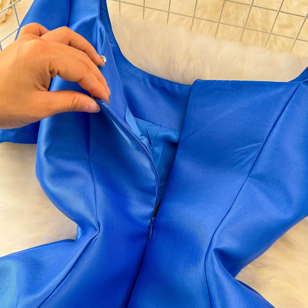 Rochie de bal de vară pentru femei, vintage, cu mâneci bufante, cu guler pătrat, petrecere de seară, rochii de prințesă