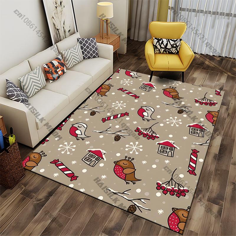 Winter birds festive pattern carpet Yoga living room room decor children's crawling mat doormat area rug games mat