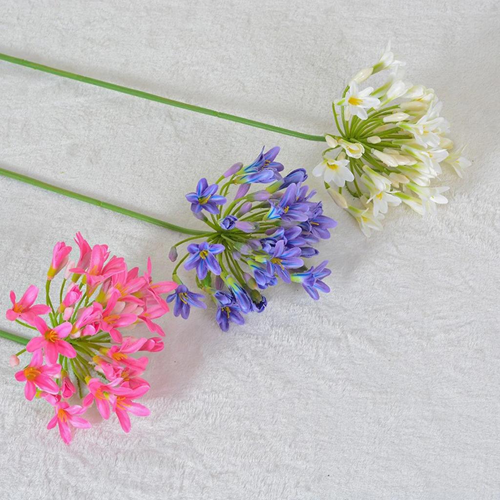 3pcs Artificial African Agapanthus Floral Simulated Plant Stem Flower Arrangement Ornaments European Style Home Wedding Decor