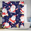 Tu Christmas Shower Curtain Santa Claus Pattern Holiday Festive Waterproof Decor Bathroom Fabric Backdrop Xmas Gift