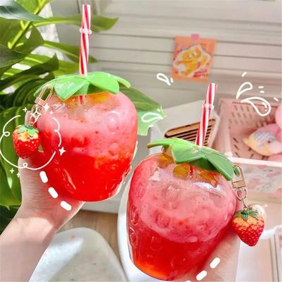 Creative Cute Strawberry Water Cup Plastic Cartoon Strawberry Model Children's Girl Gift Strawberry Toy Water Cup
