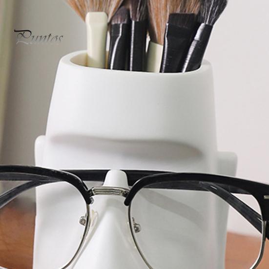 Creative Desktop Storage Abstract Face Statue Eyeglass Holder And Pen Holder, Modern Art Home Office Organizer Desk for Office, Decor, Makeup
