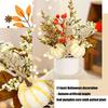 Tabletop Autumn Centerpieces Realistic Pumpkins With Realistic Maple Leaf Arrangement And Wheat Stalks Display
