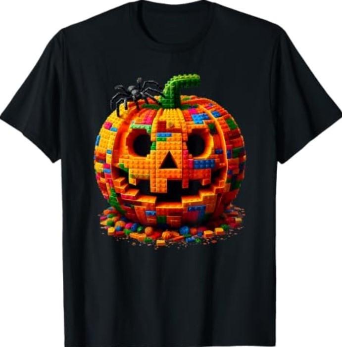 Halloween Master Builder Pumpkin Kids Building Blocks Bricks T-Shirt