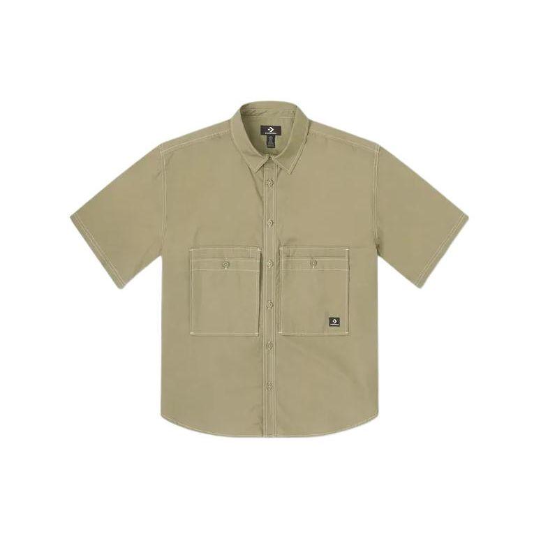 

Converse Summer Fun Series SS24 Multi-Pocket Retro Casual Solid Color Single-Breasted Short Sleeve Shirt Men Tops Green 10026433-A02
