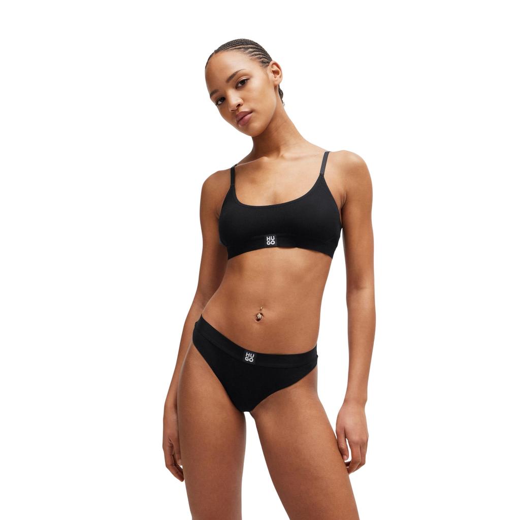 Hugo Womens/Ladies Stacked Logo Ribbed Thong