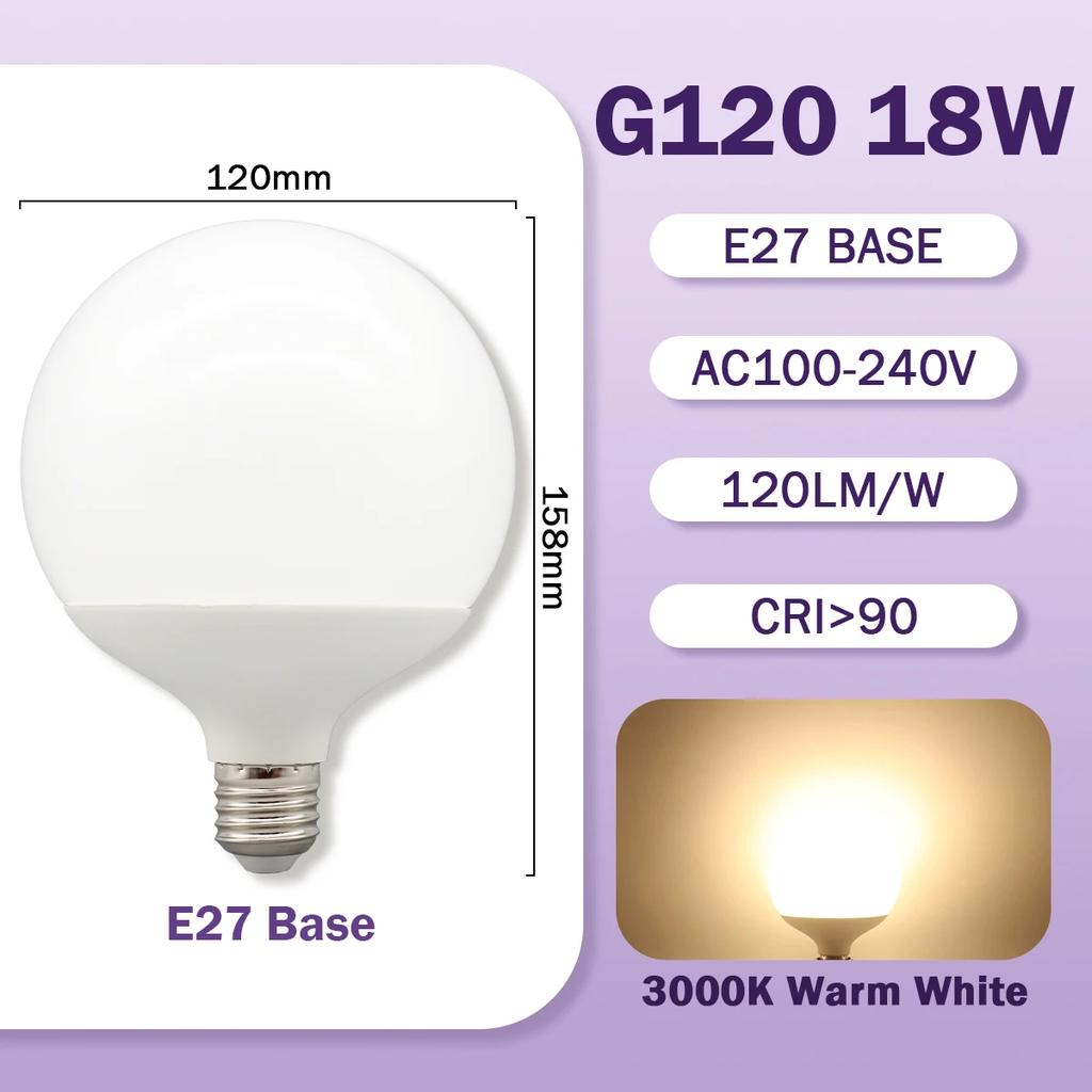 G80 G95 G120 LED-Lampe E27 10W 15W 18W 120LM/W AC 220V 127V CRI90 Energiesparende Global Light Lampada Ampullenlampe Eitelkeitslampen